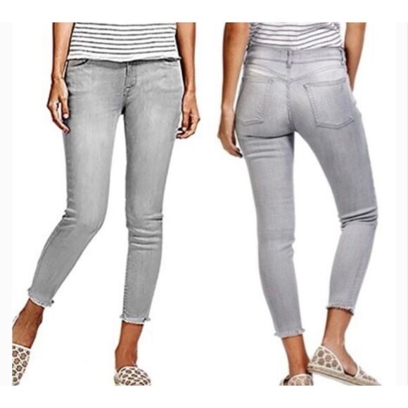 DL1961 Florence intrasculpt grey crop mid rise  skinny jeans 27 - Picture 1 of 14
